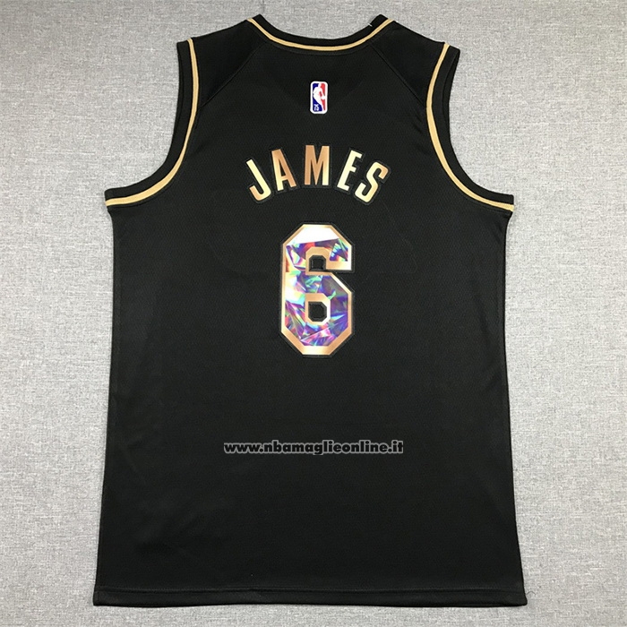Maglia Golden Edition Los Angeles Lakers LeBron James #6 2021-22 Nero